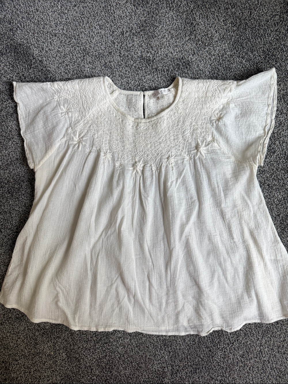 Marea by Liz Joy Women's White Embroidered Short-Sleeve Peasant Top